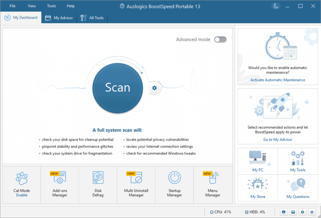 Auslogics BoostSpeed(优化电脑性能) v13.0.0.8 便携版