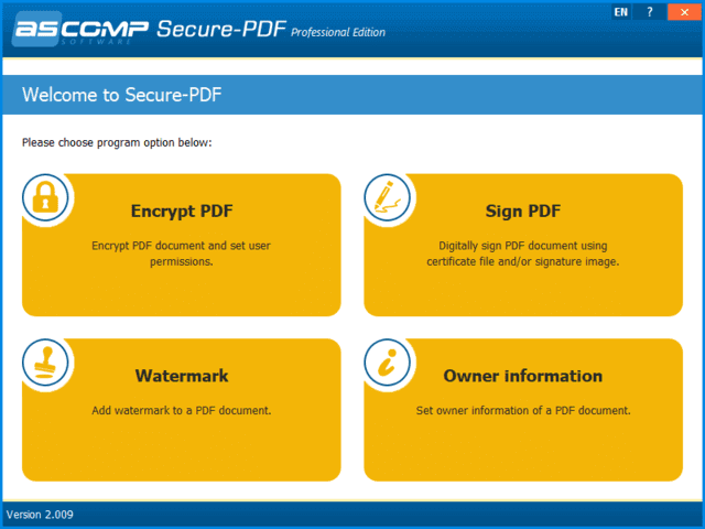 ASCOMP Secure-PDF(PDF 文件加密软件) Pro v2.009 便携版