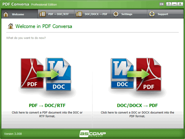 ASCOMP PDF Conversa(PDF 转换工具) Pro v3.008 便携版